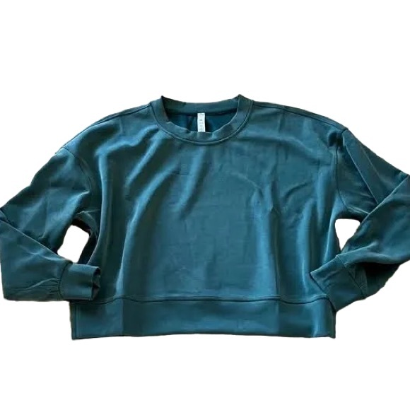 Lululemon Perfectly Oversized Cropped Crew Softstreme Green Jasper Size 10 - Picture 4 of 7